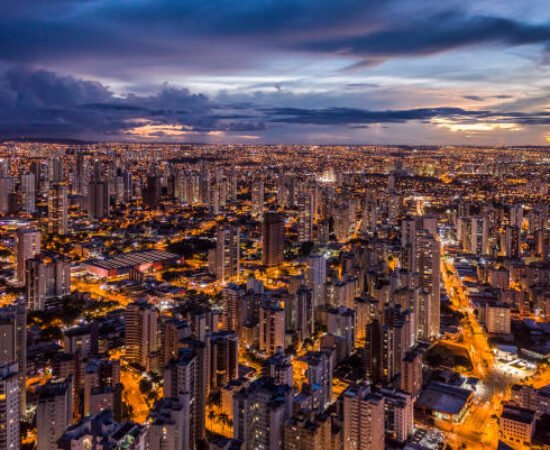 sunset with buildings in the western sector of Goiania, Goiás, Brazil,